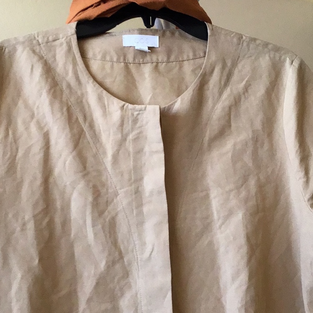 COS Beige Short-Sleeve A-Line Midi Dress - Picture 4 of 7